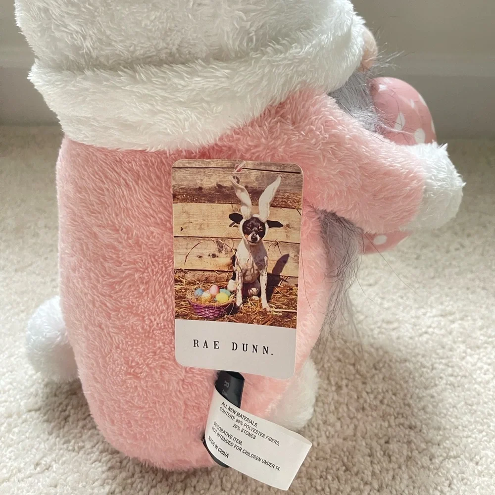 Rae Dunn Happy Easter Gnome Bunny Plush Beanie Holding Egg w/ Ears and Tail NWT